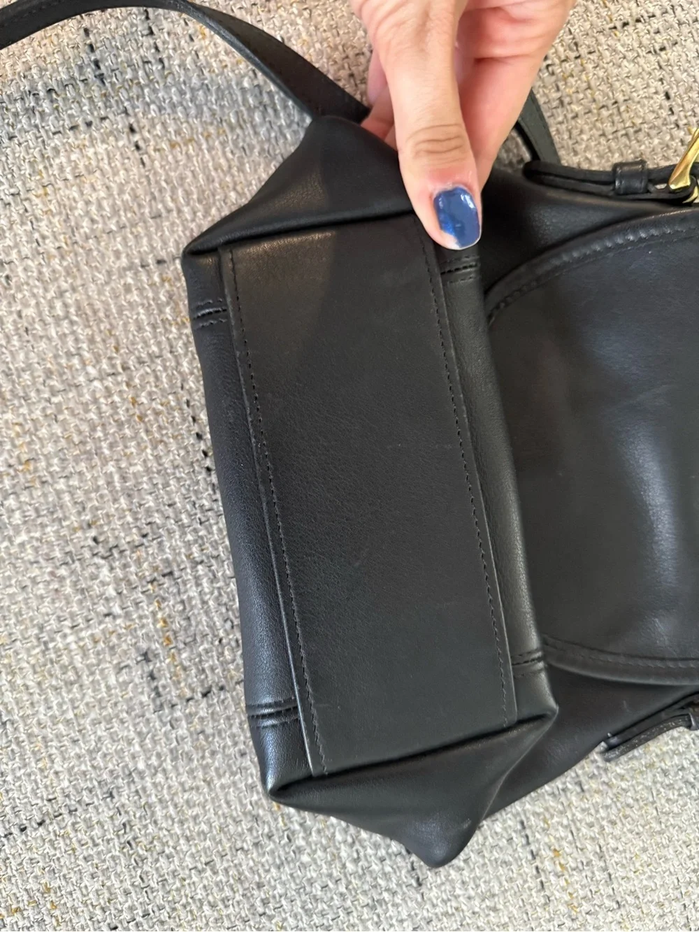 Coach Black Leather Crossbody Bag with Gold Hardware